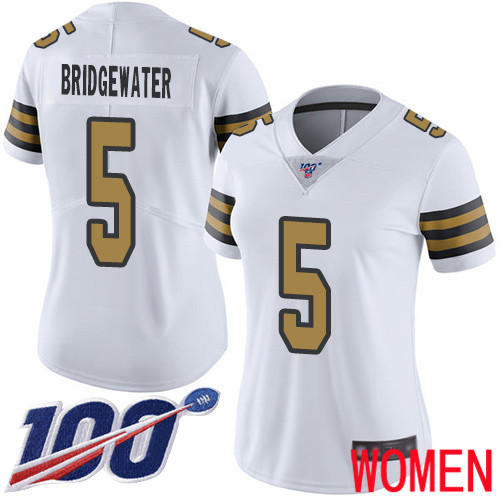 New Orleans Saints Limited White Women Teddy Bridgewater Jersey NFL Football 5 100th Season Rush Vapor Untouchable Jersey